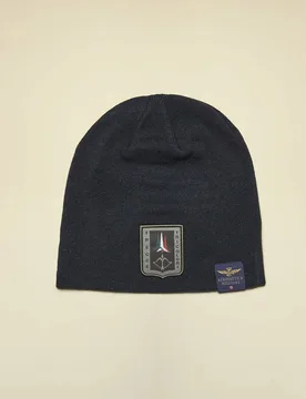 Berretto blu in maglia acrilica rasata - Aeronautica Militare - FashionsVida