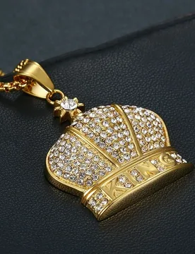 Hip hop Iced Out King Crown Pendant Gold Silver Color Stainless Steel Tennis Chain Zirconia Necklace for Women Men Jewelry Gift - Aliexpress - FashionsVida