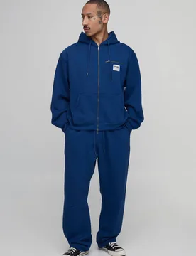 Men's Oversized Boxy Carpenter Zip Through Barrel Leg Tracksuit Black Size Medium Black M - boohooMAN - FashionsVida