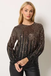 Women's Ombre Sequin Top in Black Size: 16 - Black - Size: 16