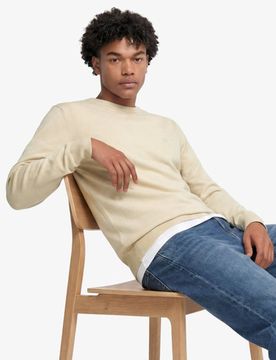 Superdry Herren Essentials Baumwollpullover Cream - Größe: M