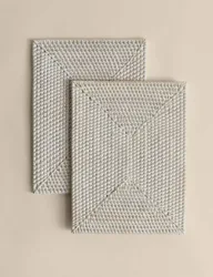 Set of 2 Rattan Washed Placemats White
