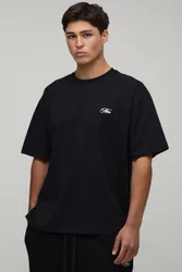 Herren Übergroßes Herren-T-Shirt Mit Schriftzug-Stickerei Black Größe Small