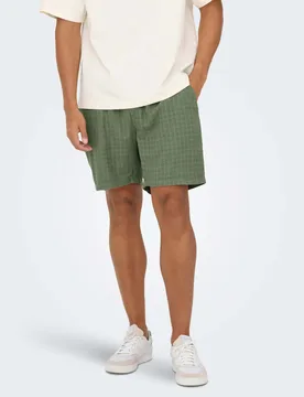 Latham Regular Fit Shorts with Linen Khaki male - ONLY & SONS - FashionsVida