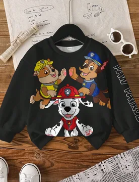 Sudadera informal con cuello redondo y estampado de perro de dibujos animados para niño, otoño - Shein - FashionsVida