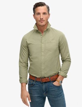 Superdry Herren The Merchant Store - Langarmhemd Kaki - Größe: S