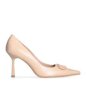 Decollete Sabry 03 in Pelle Shiny Nappa con Tacco a Clessidra e Maxi Logo