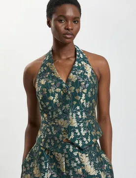 Jacquard Tailored Waistcoat - Green - Size: 12 - Karen millen - FashionsVida