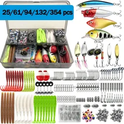 Juego de Señuelos de Pesca 25/61/94/132/354 piezas, Juego de Señuelos de Superficie para Pesca Adecuado para Pesca de Lubina, Trucha, Salmón Acceso