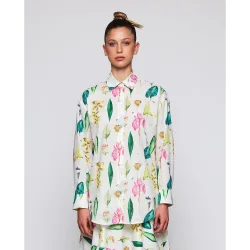 Camisa de mujer de manga larga con estampado botánico