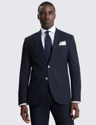 Tailored Fit Striped Stretch Suit Jacket Navy Mix male