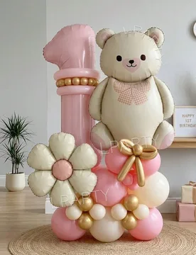 Piezas/Set Globos decorativos para fiesta de cumpleaños con números del 0 al 9 de 40 pulgadas en color rosa claro, globos de oso de peluche gigante - Shein - FashionsVida