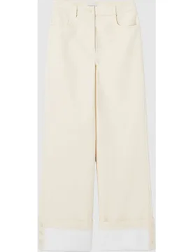 Pantalones de mujer rectos de algodón de tiro medio con dobladillo en contraste - CLAUDIE PIERLOT - FashionsVida