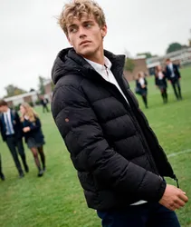 Superdry Herren Kapuzen-sportpufferjacke Black - Größe: L