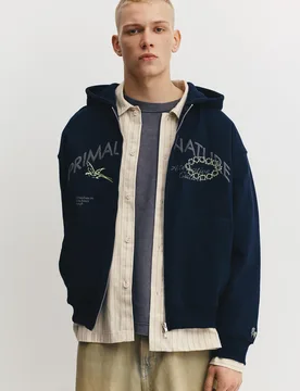 Primal Nature Zip-Up Hoodie (Size: ) - Pull&bear - FashionsVida