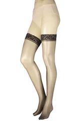 Women's 2 Pair 24/7 15 Denier Lace Top Hold Up Barely Black M - Black - Size: Medium