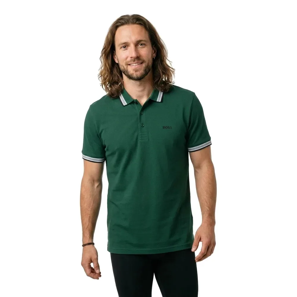 Polo A Maniche Corte Paddy 1021663 Green Open Green 365 M - BOSS - FashionsVida