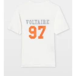 Zadig & Voltaire - Camiseta de mujer de manga corta con estampado y strass