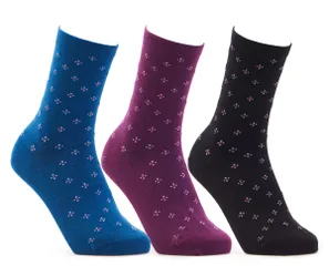 Extra Roomy Women's Cotton‑rich Seam‑free Patterned Socks - Dark Colour Pack - Size: S