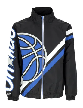Giacca a Vento Uomo Nba Exploded Logo Warm Up Jacket Hardwood Classics Orlmag Black - Mitchell & Ness - FashionsVida