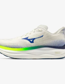 Wave Sky 9 Running Shoes Snow White / Surf the Web / Lightning Yellow UK 6 Men - Mizuno - FashionsVida