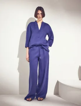 Pantalón ancho liso de mujer lino - Woman El Corte Inglés - FashionsVida