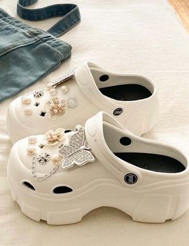 Zuecos de tacón alto con suela ultra gruesa para mujer, zapatos de jardín de verano para exteriores, moda para fiestas y reuniones, lindos zapatos d