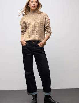 Pullover mit Zopfmuster female Beige - Street One - FashionsVida