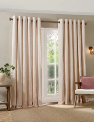 Hebden Striped Blackout Eyelet Curtains Light Pink Mix