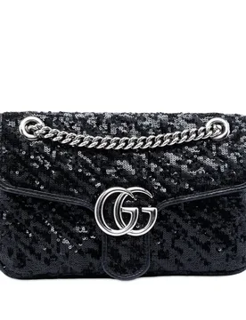 Medium GG Marmont Matelasse Sequin and Leather Shoulder Bag - Gucci - FashionsVida
