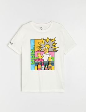 T-shirt in cotone con stampa The Simpsons - panna