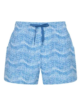 Women's Lightweight Quick Dry Adjustable Waist Patterned Board Shorts in Bright Blue Size: 18 - Bright Blue - Size: 18 - Mountain Warehouse - FashionsVida