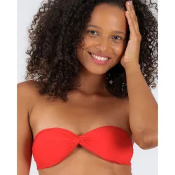 Top de bikini bandeau liso con relleno