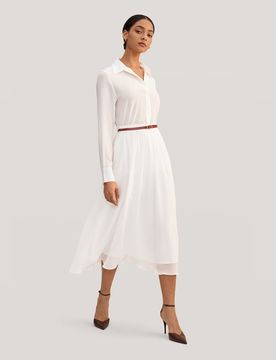Jupe en Soie Double Couche Élégante Georgette et Charmeuse 42