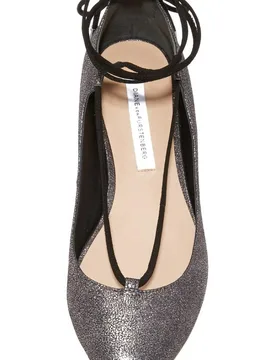 DVF Metallic Lace-Up Ballerinas - Diane von Furstenberg - FashionsVida