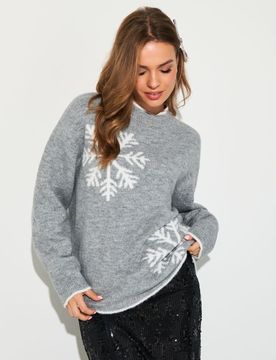 Maglione con fiocchi di neve - grigio chiaro