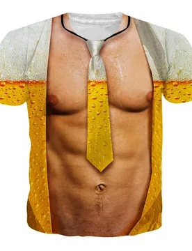 New Cute 3d Funny Muscle Beer T-shirt Summer Short-sleeved Cute Beach Street Casual Couple Top Sports Breathable And Lightweight - Aliexpress - FashionsVida