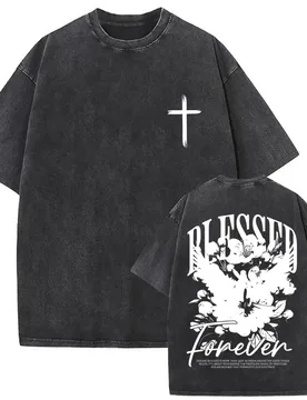 Christian Jesus Blessed Forever Bible Verse Vintage Washed T-shirts Men Women Cotton Oversized T Shirts Male Fashion Streetwear - Aliexpress - FashionsVida