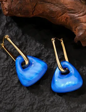 Fashionable, exquisite, fresh and simple Klein blue geometric resin earrings, light luxury and high-end holiday style earrings - Aliexpress - FashionsVida