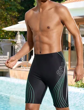 Bañador de hombre con cintura elástica, letras & rayas, largo hasta la rodilla, vacaciones - Shein - FashionsVida