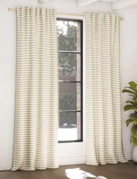 Chenille Gingham Multiway Blackout Curtains Olive - M&S - FashionsVida