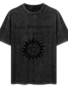 Surrounded By Idjits T-Shirt Lightweight Basic Short Sleeve Shirt - Aliexpress - FashionsVida