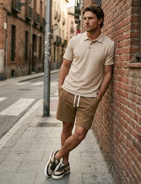 Pantaloncini di felpa - marrone dorato
