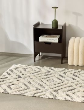 Tappeto tufted in cotone con motivo geometrico - multicolor