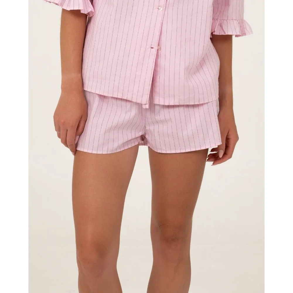 Pantalón corto ajustable de color con rayas verticales - Bohodot - FashionsVida