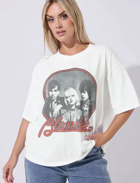 Women's 'Blondie' Graphic T-Shirt in White Size: 18 - White - Size: 18 - Yours - FashionsVida