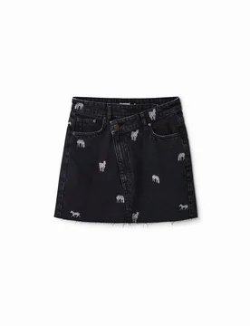 Mini-jupe en jean zèbres BLACK XL female - Desigual - FashionsVida