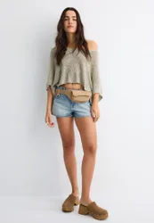 Basic-Cape-Strickpullover Khaki XS