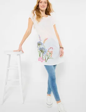 Women's Embroidered Floral Meadow Tunic in White Size: 12 - White - Size: 12 - Joe browns - FashionsVida