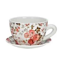 Blumentopf Pflanztasse "Blumen" aus Keramik klein